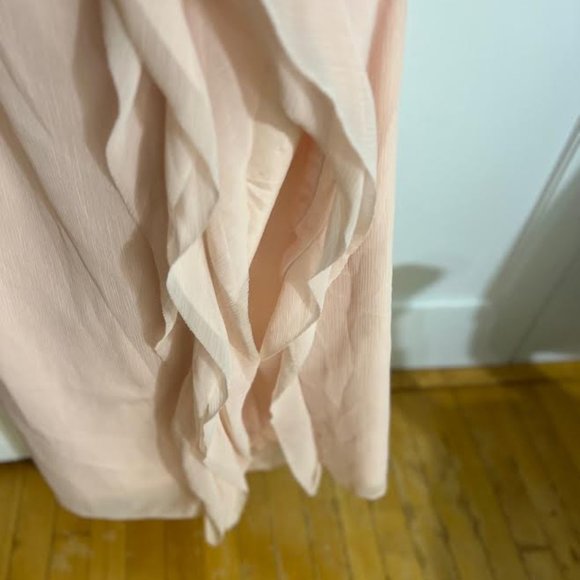 NWT Vera Wang White Pink Chiffon One Shoulder Ruffled Dress - Size 8 - Picture 3 of 11
